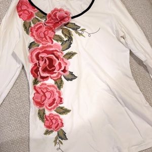 Handmade embroidery flower top